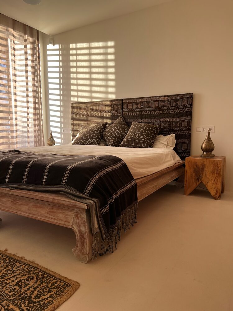 Chambre, textiles africains, Villa Chacha